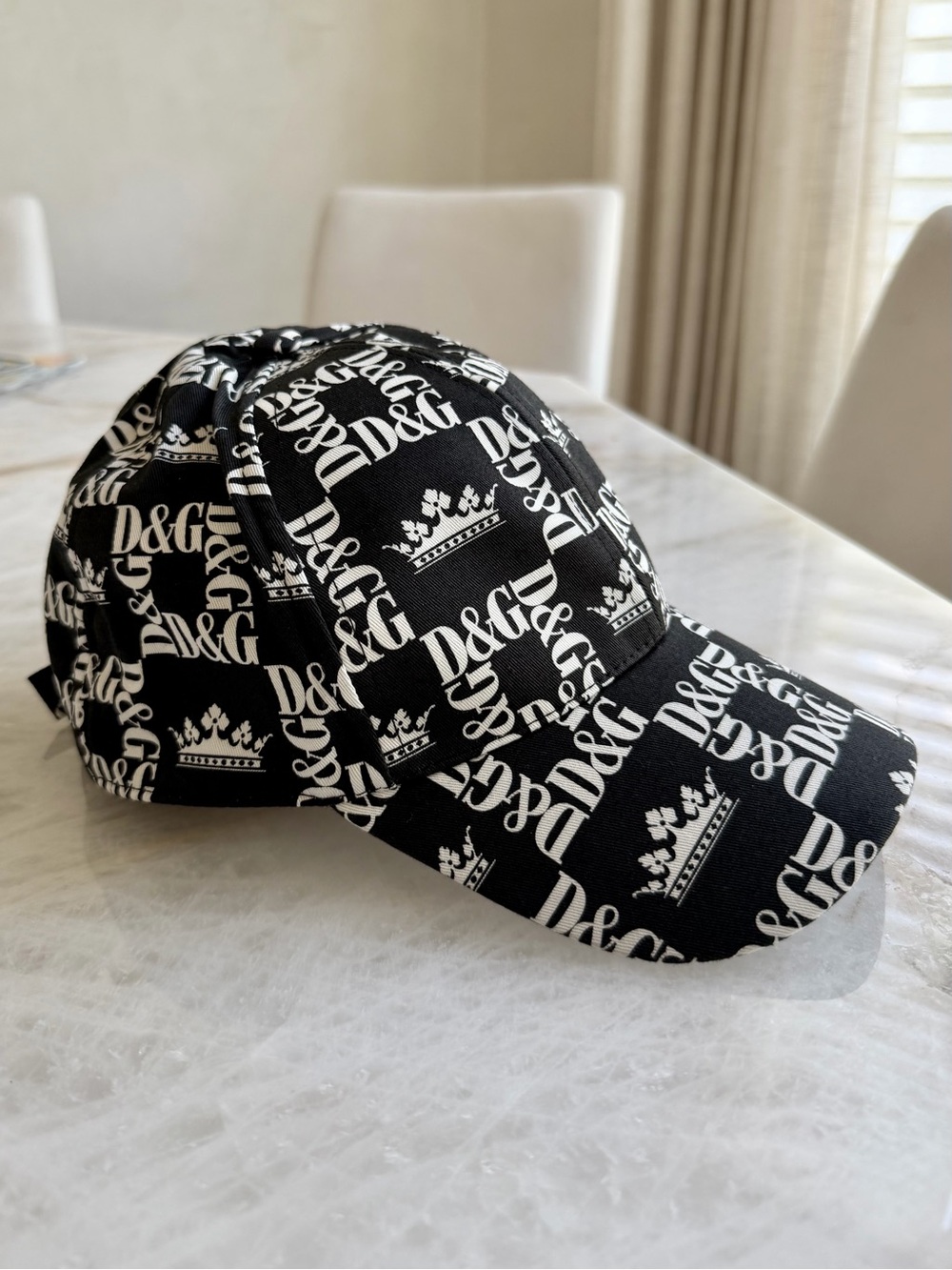 DOLCE & GABBANA Adjustable D&G 👑 Print in Black &  White, Baseball Couture Cap